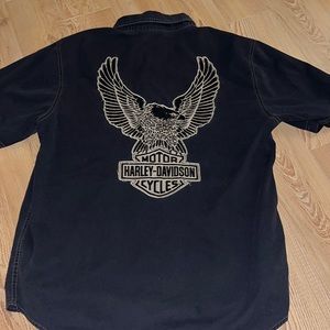 Harley Davidson Genuine Motor Clothes AWESOME MENS BUTTON SHORT SLEEVE